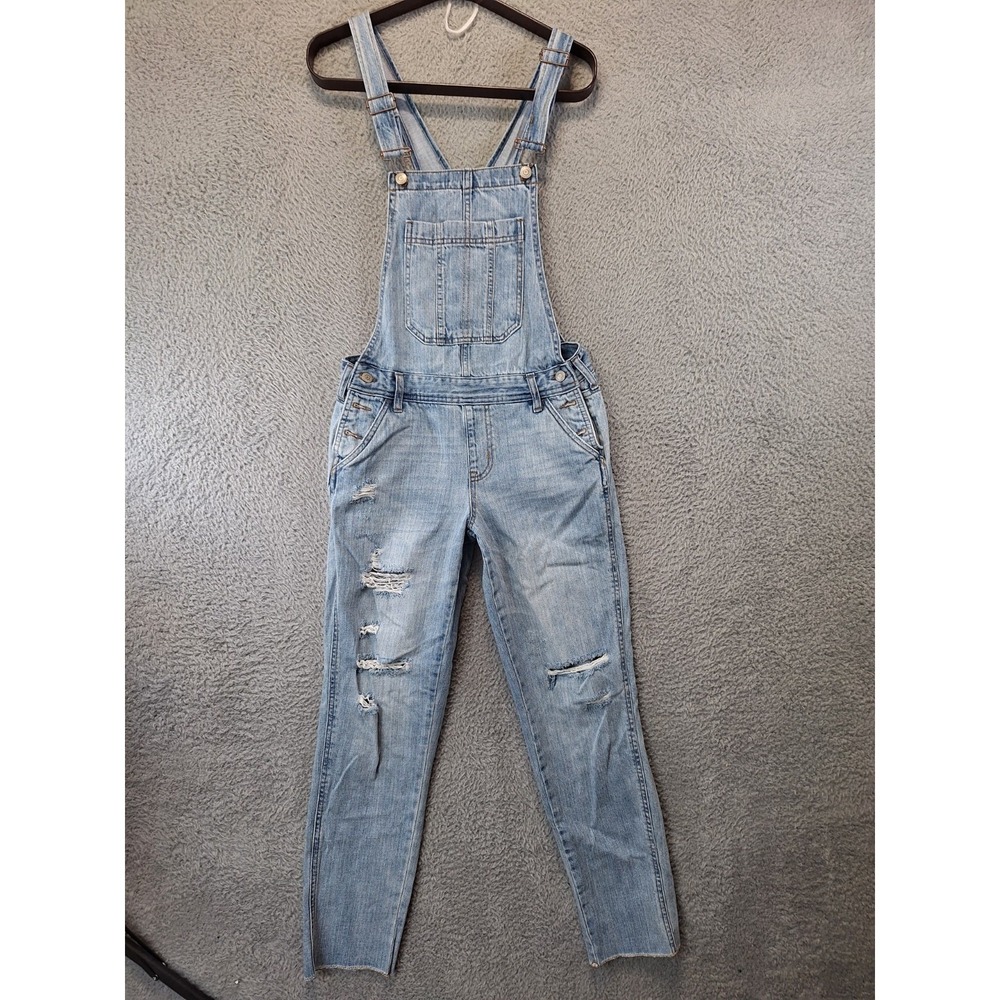 Aéropostale Overalls Womens Small Blue Denim Faded Distressed Adjustable Waist